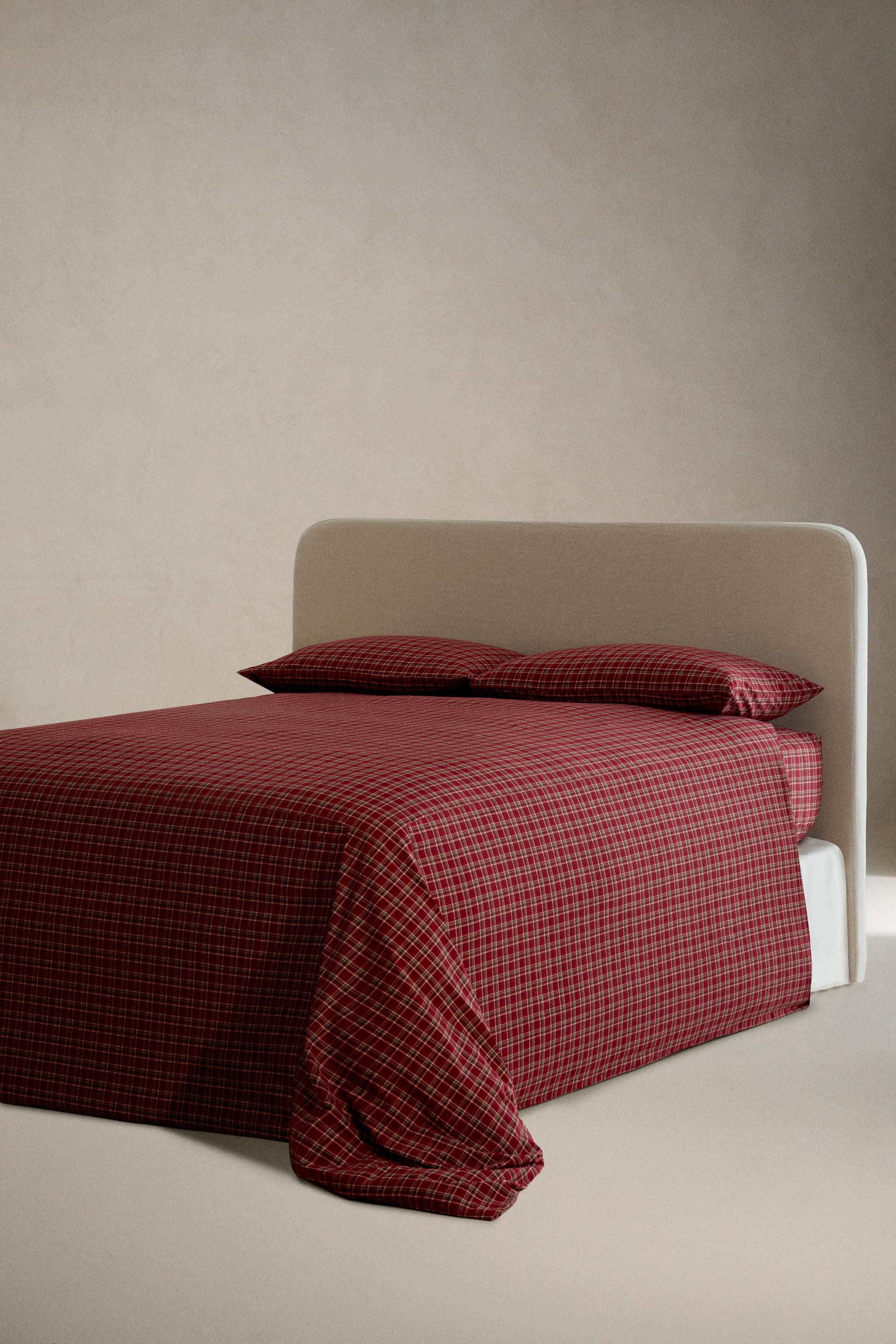 CHRISTMAS RED CHECK FLANNEL DUVET COVER